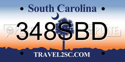 348SBD South Carolina License Plate
