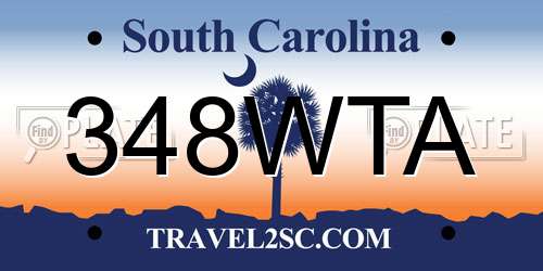 348WTA South Carolina License Plate