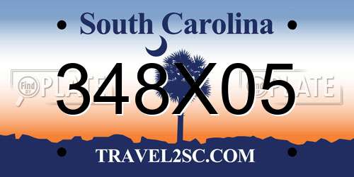 348X05 South Carolina License Plate