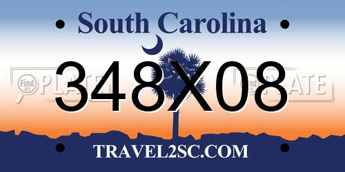 348X08 South Carolina License Plate