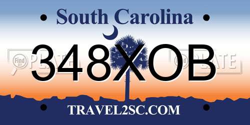 348XOB South Carolina License Plate