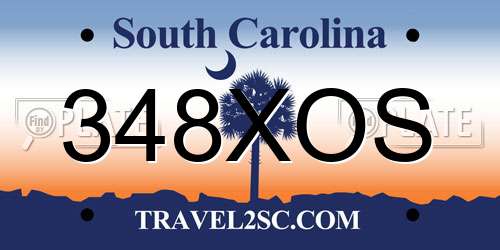 348XOS South Carolina License Plate