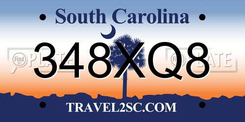 348XQ8 South Carolina License Plate