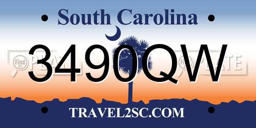 3490QW South Carolina License Plate