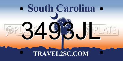 3493JL South Carolina License Plate