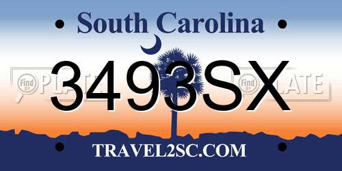 3493SX South Carolina License Plate