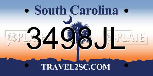 3498JL South Carolina License Plate