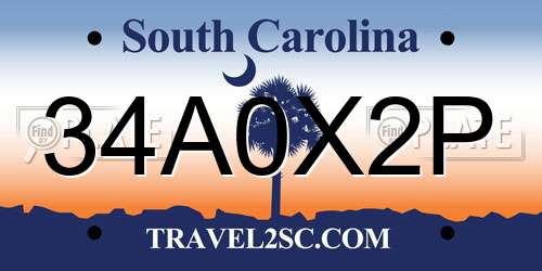 34A0X2P South Carolina License Plate