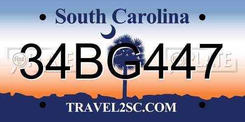 34BG447 South Carolina License Plate