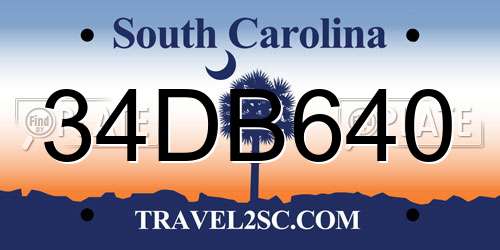 34DB640 South Carolina License Plate