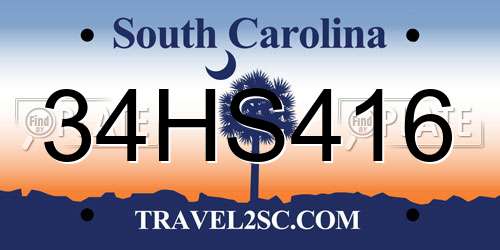 34HS416 South Carolina License Plate