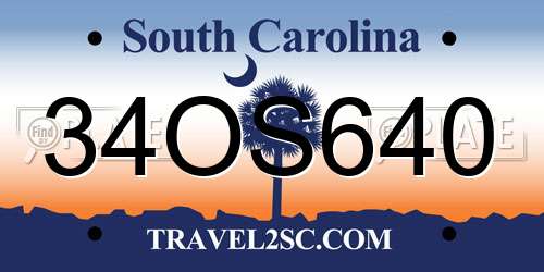 34OS640 South Carolina License Plate