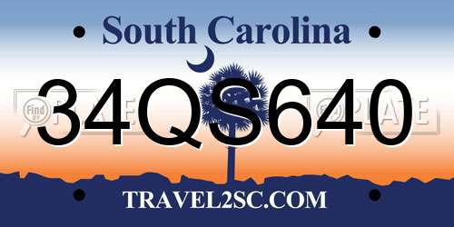 34QS640 South Carolina License Plate