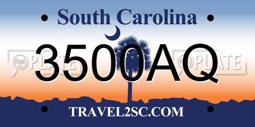 3500AQ South Carolina License Plate
