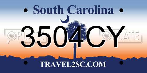 3504CY South Carolina License Plate