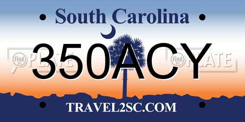 350ACY South Carolina License Plate