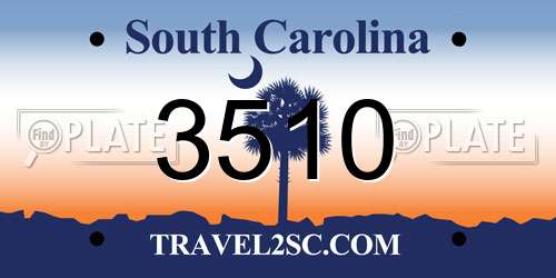 3510 South Carolina License Plate