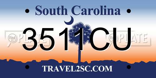 3511CU South Carolina License Plate