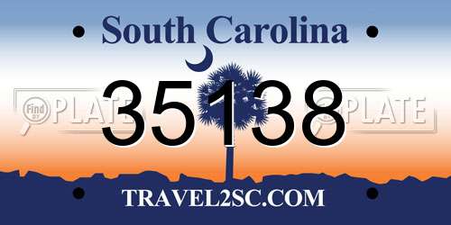 35138 South Carolina License Plate