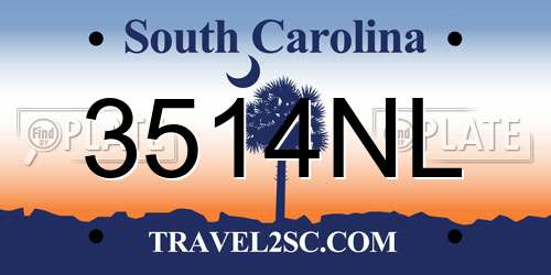 3514NL South Carolina License Plate