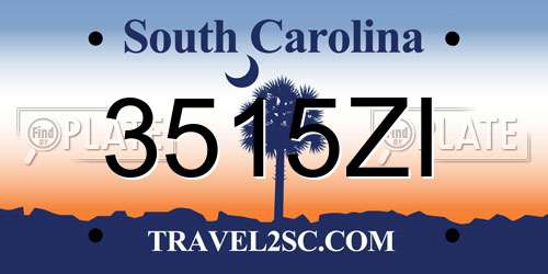 3515ZI South Carolina License Plate