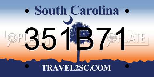 351B71 South Carolina License Plate