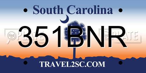 351BNR South Carolina License Plate