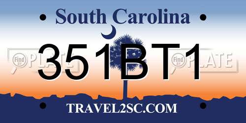 351BT1 South Carolina License Plate
