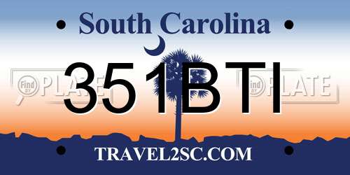 351BTI South Carolina License Plate