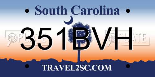 351BVH South Carolina License Plate