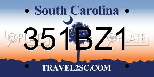 351BZ1 South Carolina License Plate