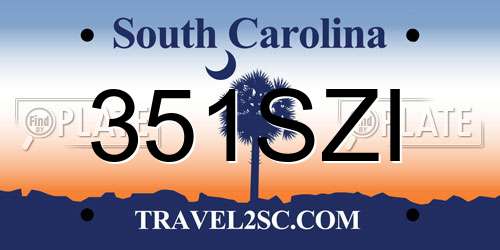 351SZI South Carolina License Plate