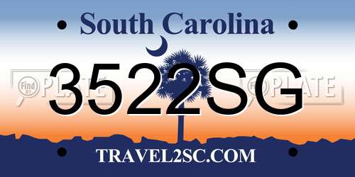 3522SG South Carolina License Plate