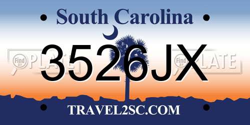 3526JX South Carolina License Plate