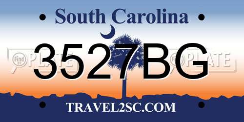 3527BG South Carolina License Plate