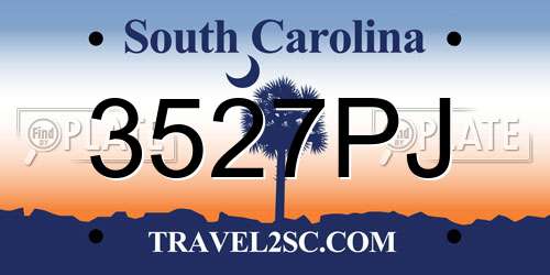 3527PJ South Carolina License Plate