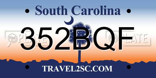 352BQF South Carolina License Plate