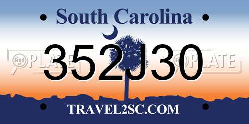 352J30 South Carolina License Plate