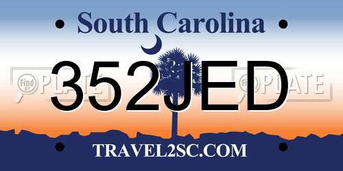 352JED South Carolina License Plate
