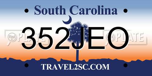 352JEO South Carolina License Plate