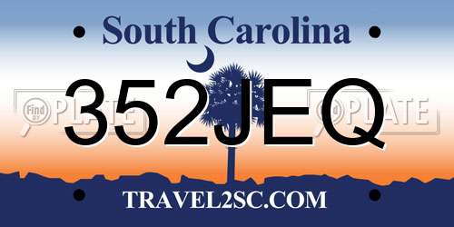 352JEQ South Carolina License Plate
