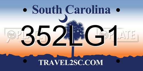 352LG1 South Carolina License Plate