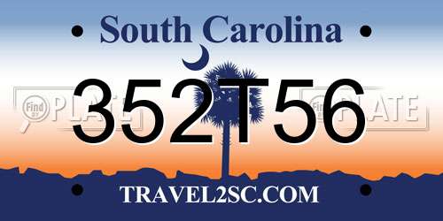 352T56 South Carolina License Plate