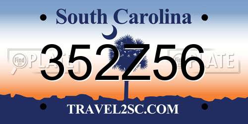 352Z56 South Carolina License Plate