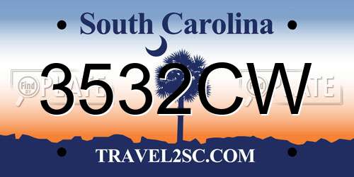 3532CW South Carolina License Plate