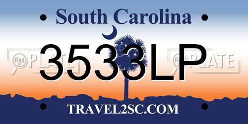 3533LP South Carolina License Plate