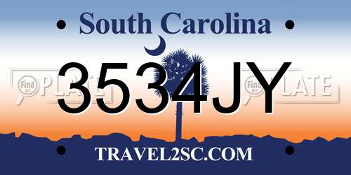 3534JY South Carolina License Plate