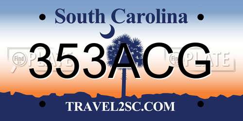 353ACG South Carolina License Plate