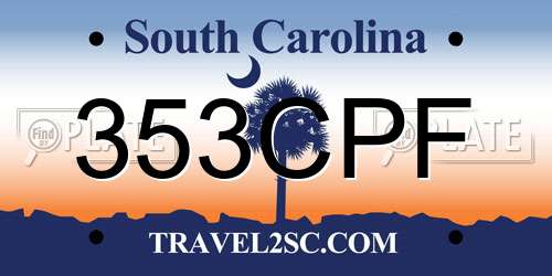353CPF South Carolina License Plate