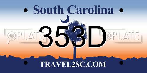353D South Carolina License Plate